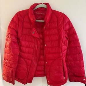 Calvin Klein Vibrant Red Women's Puffer Coat-Light Weight